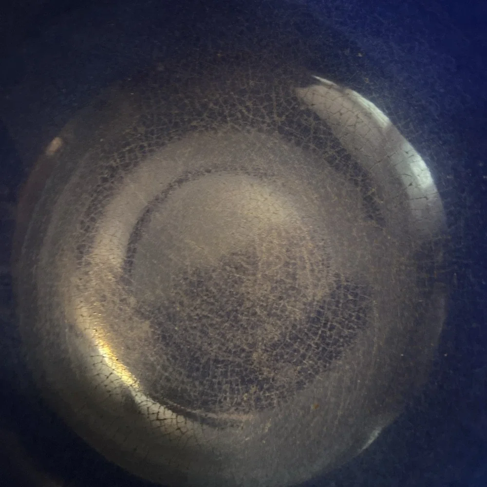 Vintage Cobalt Blue Stoneware Ceramic Mixing‎ Bowl Ribbed Design  8